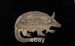 Zuni Navajo Sterling Silver Armadillo Pin Signed HRC Zuni And ZR 1990