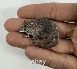 Zuni Navajo Sterling Silver Armadillo Pin Signed HRC Zuni And ZR 1990