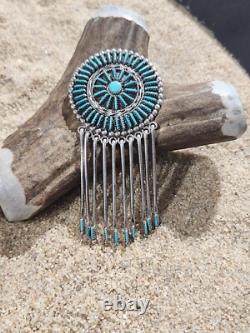 Zuni Needlepoint Pendant/Pin withdangle (65 pcs) signed S. WALLACE Sterling Silver