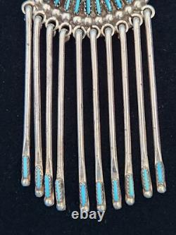 Zuni Needlepoint Pendant/Pin withdangle (65 pcs) signed S. WALLACE Sterling Silver