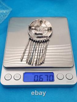 Zuni Needlepoint Pendant/Pin withdangle (65 pcs) signed S. WALLACE Sterling Silver
