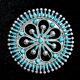 Zuni Needlepoint Turquoise & S/silver Pendant/pin By Vincent Johnson, 1.75dia