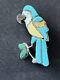Zuni Parrot Pin/pendant Carved Multistone Inlay Artist Lonjose 1 5/8 Sterling