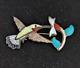 Zuni Pinto Sterling Silver Turquoise Mop Inlay Hummingbird Pendant Pin Signed