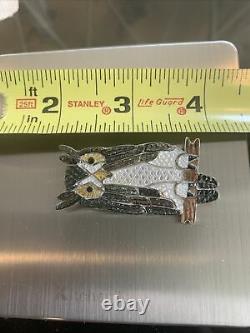 Zuni Pablita Quam Great Horned Owl pin/pendant sterling silver