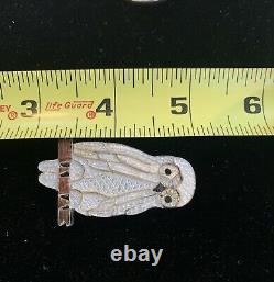 Zuni Pablita Quam Snowy Owl Pin/Pendant Sterling Silver
