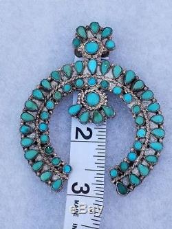 Zuni Petit Needlepoint Royston Turquoise Silver Naja 1970's Pendant Pin FS