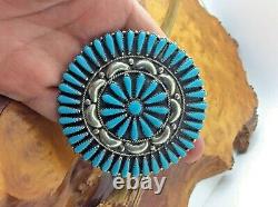 Zuni Petit Point Pin/Pendant Sterling Silver Turquoise Cluster Signed G. &A. B