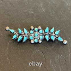 Zuni Petit Point Snakeye Turquoise Sterling Silver Pin Brooch 2 Vintage 13