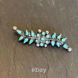 Zuni Petit Point Snakeye Turquoise Sterling Silver Pin Brooch 2 Vintage 13