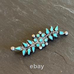 Zuni Petit Point Snakeye Turquoise Sterling Silver Pin Brooch 2 Vintage 13