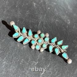 Zuni Petit Point Snakeye Turquoise Sterling Silver Pin Brooch 2 Vintage 13