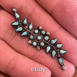 Zuni Petit Point Snakeye Turquoise Sterling Silver Pin Brooch 2 Vintage 13