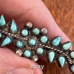 Zuni Petit Point Snakeye Turquoise Sterling Silver Pin Brooch 2 Vintage 13