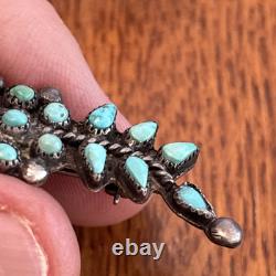 Zuni Petit Point Snakeye Turquoise Sterling Silver Pin Brooch 2 Vintage 13