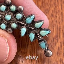 Zuni Petit Point Snakeye Turquoise Sterling Silver Pin Brooch 2 Vintage 13