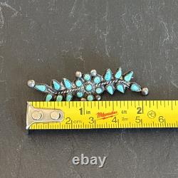 Zuni Petit Point Snakeye Turquoise Sterling Silver Pin Brooch 2 Vintage 13