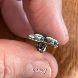 Zuni Petit Point Snakeye Turquoise Sterling Silver Pin Brooch 2 Vintage 13