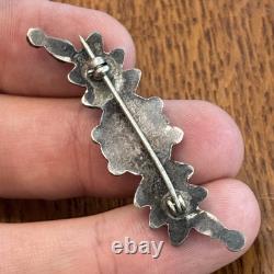 Zuni Petit Point Snakeye Turquoise Sterling Silver Pin Brooch 2 Vintage 13