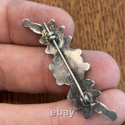 Zuni Petit Point Snakeye Turquoise Sterling Silver Pin Brooch 2 Vintage 13