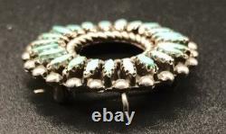 Zuni Petit Point Sunburst Brooch Sterling Silver Native American Pin Signed FL