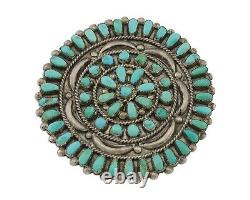 Zuni Pin Pendant 925 Silver Blue Turquoise Native American Artist C. 80's