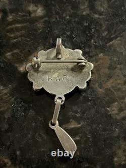 Zuni Pin Pendant. 925 Silver Natural Gemstone Native American Artist