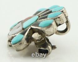 Zuni Pin Pendant. 925 Silver Natural Gemstone Native American Artist C. 80's