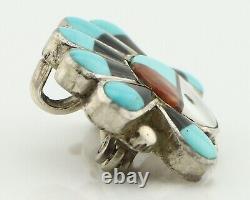 Zuni Pin Pendant. 925 Silver Natural Gemstone Native American Artist C. 80's