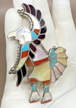 Zuni Pin Pendant Native American Sterling Silver 925 Signed Adrian E Wallace