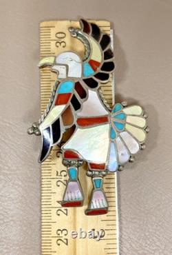 Zuni Pin Pendant Native American Sterling Silver 925 Signed Adrian E Wallace