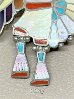 Zuni Pin Pendant Native American Sterling Silver 925 Signed Adrian E Wallace