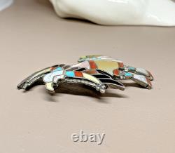Zuni Pin Pendant Native American Sterling Silver 925 Signed Adrian E Wallace