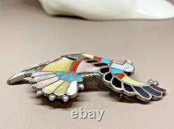 Zuni Pin Pendant Native American Sterling Silver 925 Signed Adrian E Wallace