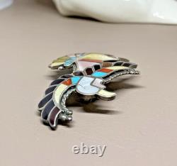 Zuni Pin Pendant Native American Sterling Silver 925 Signed Adrian E Wallace