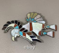 Zuni Pin Pendant Native American Sterling Silver 925 Signed Adrian E Wallace