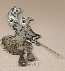 Zuni Pin Pendant Native American Sterling Silver 925 Signed Adrian E Wallace