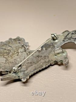 Zuni Pin Pendant Native American Sterling Silver 925 Signed Adrian E Wallace
