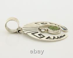 Zuni Pin Pendant Sterling Silver Natural Gemstone Vintage Signed JJ NIIHA