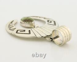 Zuni Pin Pendant Sterling Silver Natural Gemstone Vintage Signed JJ NIIHA