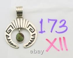 Zuni Pin Pendant Sterling Silver Natural Gemstone Vintage Signed JJ NIIHA