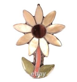 Zuni Pueblo Sterling Silver Inlaid Pin-Pendant ca. 1960 2 H x 1.375 W
