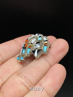 Zuni Rainbow Man VTG Native American Sterling Silver Turquoise Pendant Brooch