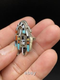 Zuni Rainbow Man VTG Native American Sterling Silver Turquoise Pendant Brooch