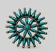 Zuni Signed Ee Sterling 925 Silver Petite Needle Point Turquoise Pendant Pin