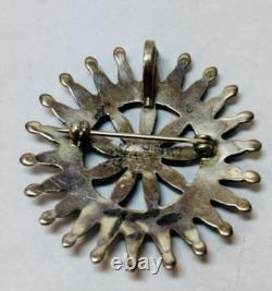 Zuni Signed EE Sterling 925 Silver Petite Needle Point Turquoise Pendant Pin