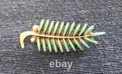 Zuni Silver Turquoise Feather Needlepoint Brooch Pendant Native Waatsa Vintage