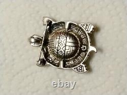 Zuni Stamped Multi Color Inlaid Turtle Pin / Pendant Sterling / 14K 22.3 Grms