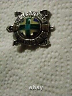 Zuni Stamped Multi Color Inlaid Turtle Pin / Pendant Sterling / 14K 22.3 Grms