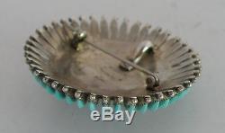Zuni Sterling Needlepoint Turquoise brooch Pin Pendant Norbert & Florenda Haskie
